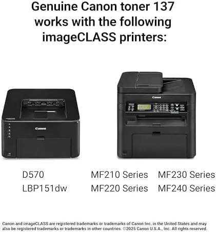 The Canon Genuine 137 Black Toner Cartridge Compatible with LBP151dw, MF210 compared in context