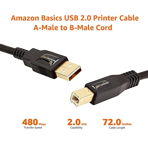 The Amazon Basics USB 2.0 Cable, USB-A to USB-B, for Printer compared in context