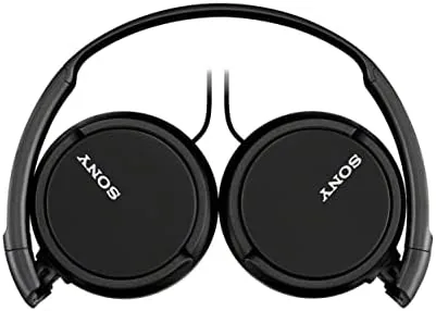 A commuter wearing the MDR-ZX110 headphones while using a phone on a train
