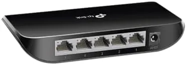 Cables plugged into the ports of the TP-Link switch