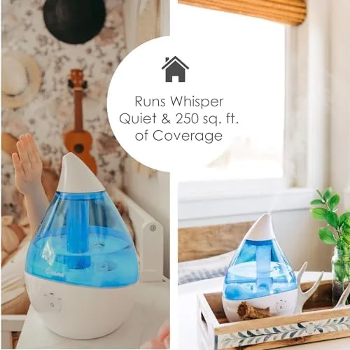 The Droplet beside a warm mist vaporizer and a larger evaporative humidifier