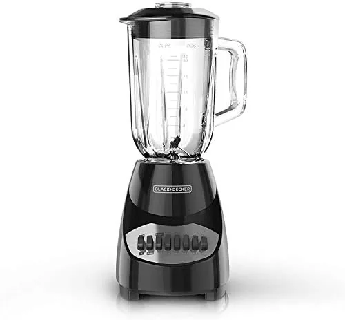 Close up of the ten speed dial and pulse button on the blender base