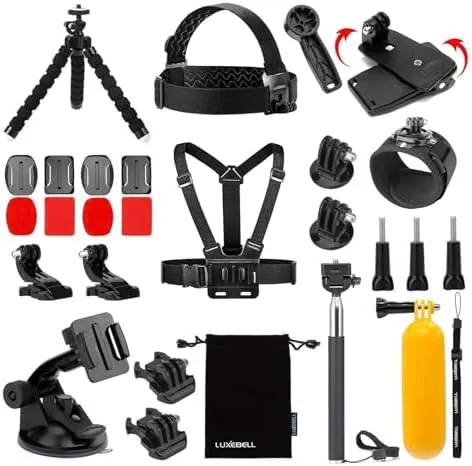 The full Luxebell accessory kit spread out on a table showing all pieces