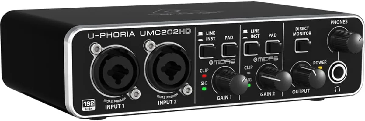 Behringer UMC202HD USB audio interface front panel