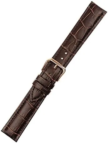 Close look at the RECHERE Leather Watch Band Strap Rose Gold Pin Buckle Black build quality