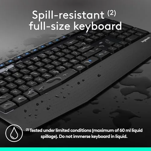 The underside of the MK345 keyboard showing the receiver storage slot