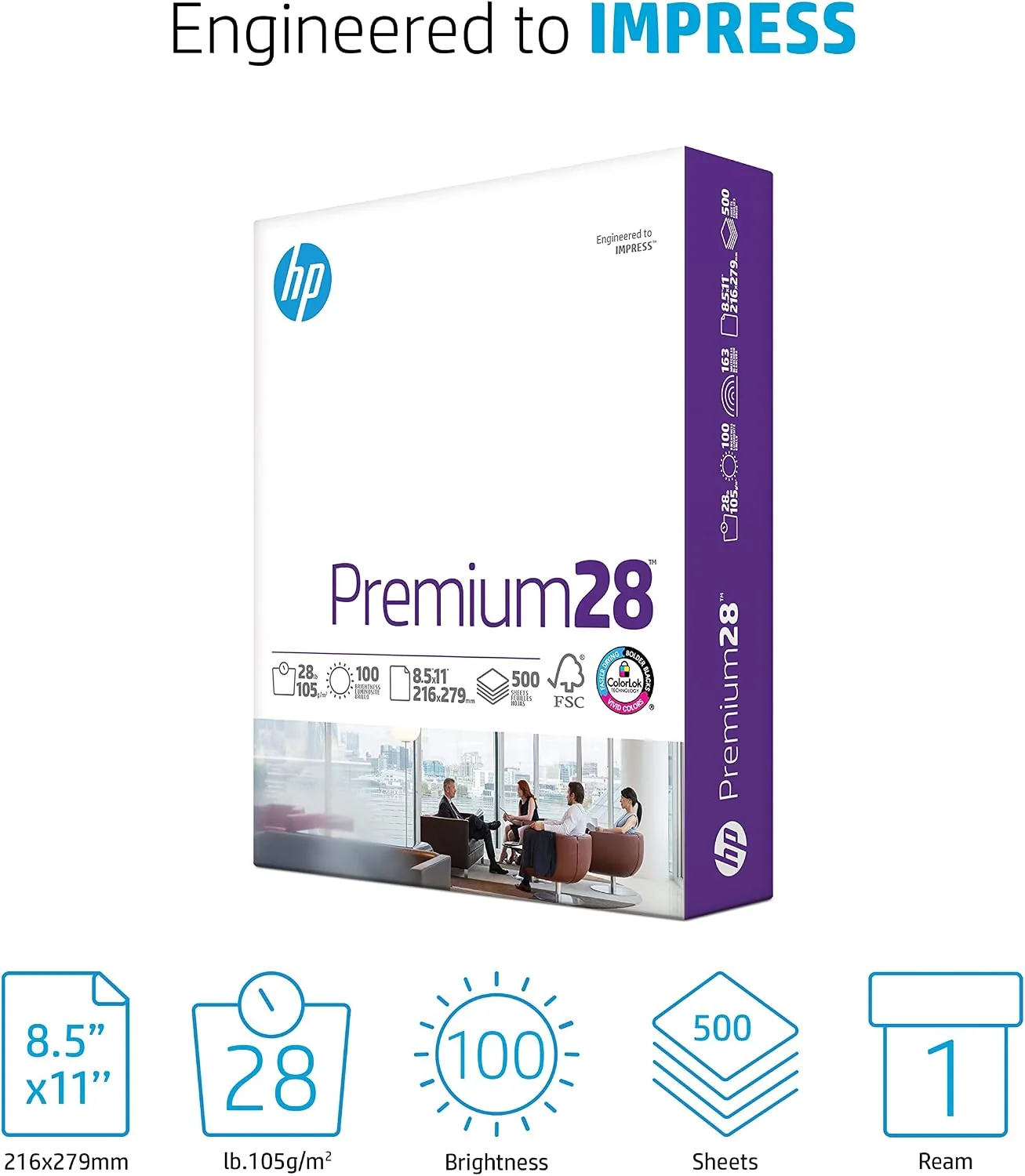 Close up of HP Premium 28 lb paper sheet texture