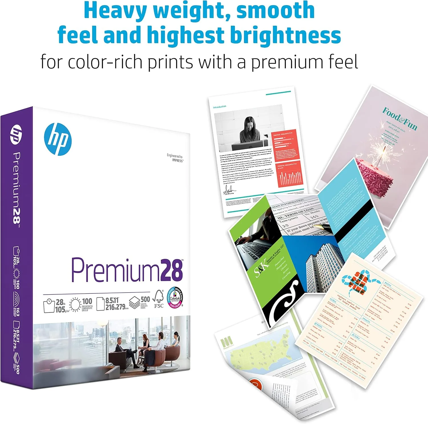HP Premium 28 lb paper printed document close up