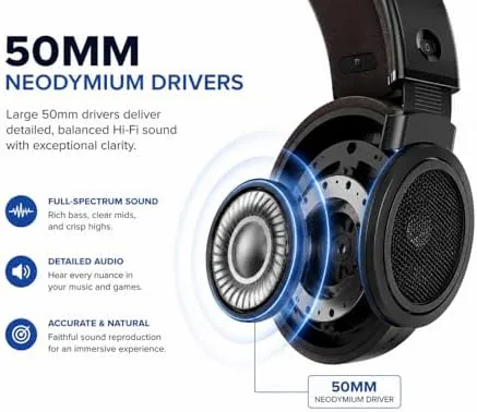 Philips SHP9500 headphones on a head during listening test