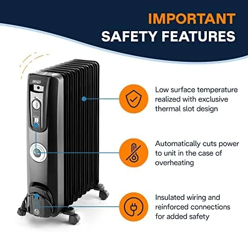 The heater positioned beside a desk in a home office