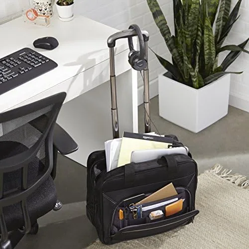 Close look at the Amazon Basics 15.6" Rolling Laptop Bag for Travel and Business build quality