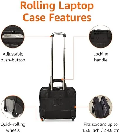 The Amazon Basics 15.6" Rolling Laptop Bag for Travel and Business in real use