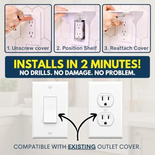 The Power Perch Outlet Shelf, No Drill Renter Friendly Shelves, 1-Pack in real use