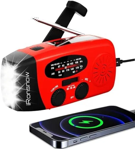 Overview of the Solar Emergency Hand Crank Weather Radio, 2000mAh NOAA AM/FM |