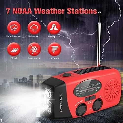 Another view of the Solar Emergency Hand Crank Weather Radio, 2000mAh NOAA AM/FM |