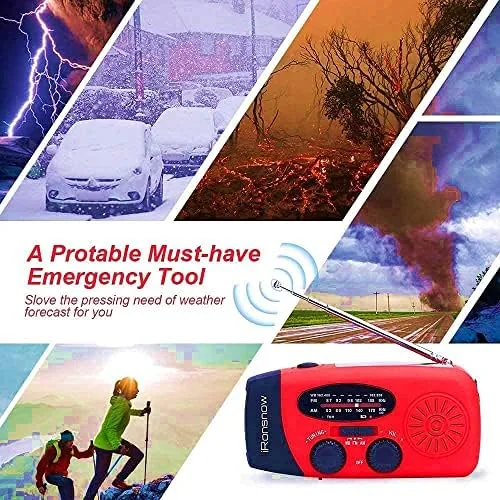 The Solar Emergency Hand Crank Weather Radio, 2000mAh NOAA AM/FM | compared in context
