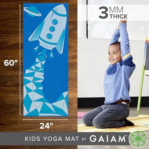 Detail shot of the Gaiam Kids Printed Yoga Mat, Non-Toxic, Fun Design, 3mm | features
