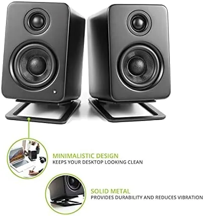 Close look at the Kanto S2 Tilted Desktop Speaker Stands for Small Speakers & build quality