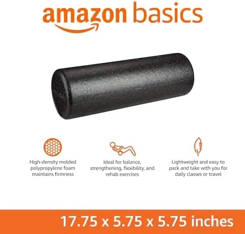 Close look at the Amazon Basics High-Density Foam Roller for Exercise and Recovery, 18 Inches, Black build quality