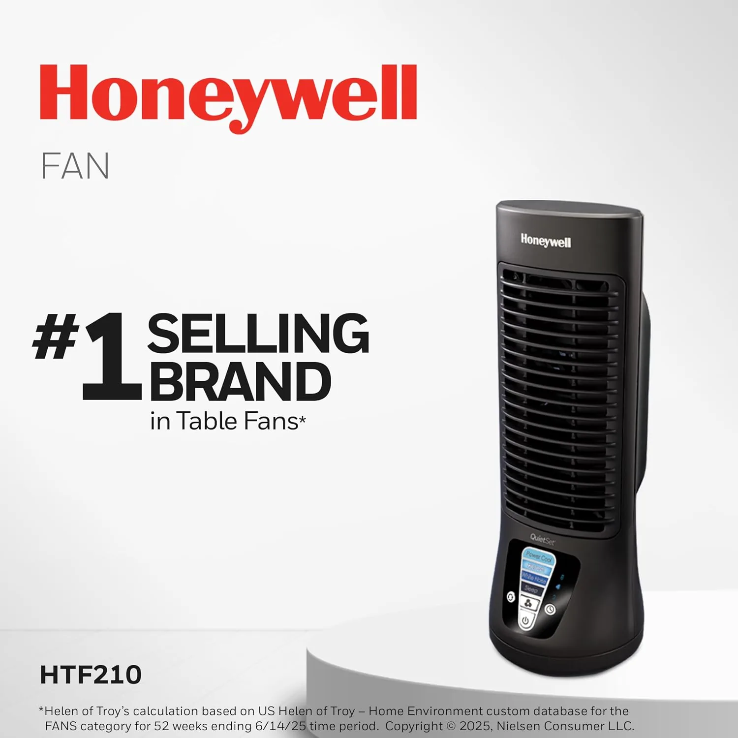 Close up of the Honeywell HTF210B control buttons and front grille