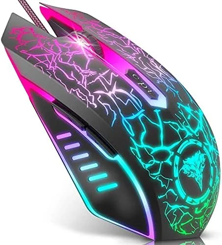 BENGOO gaming mouse shown on a desk with RGB underglow visible