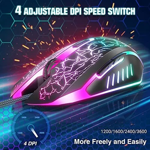 Close up of the BENGOO DPI button and scroll wheel on the mouse top