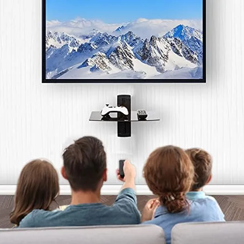 Close look at the WALI Floating TV Shelf, 1 Tier Glass Projector Shelf for build quality
