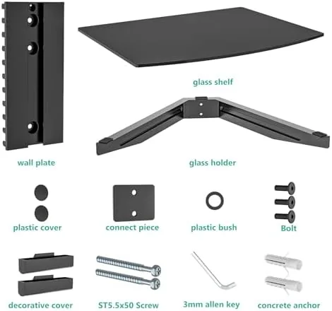 The WALI Floating TV Shelf, 1 Tier Glass Projector Shelf for compared in context