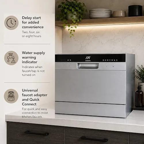 The SPT SD-2224DS ENERGY STAR Compact Countertop Dishwasher with Delay Start in real use