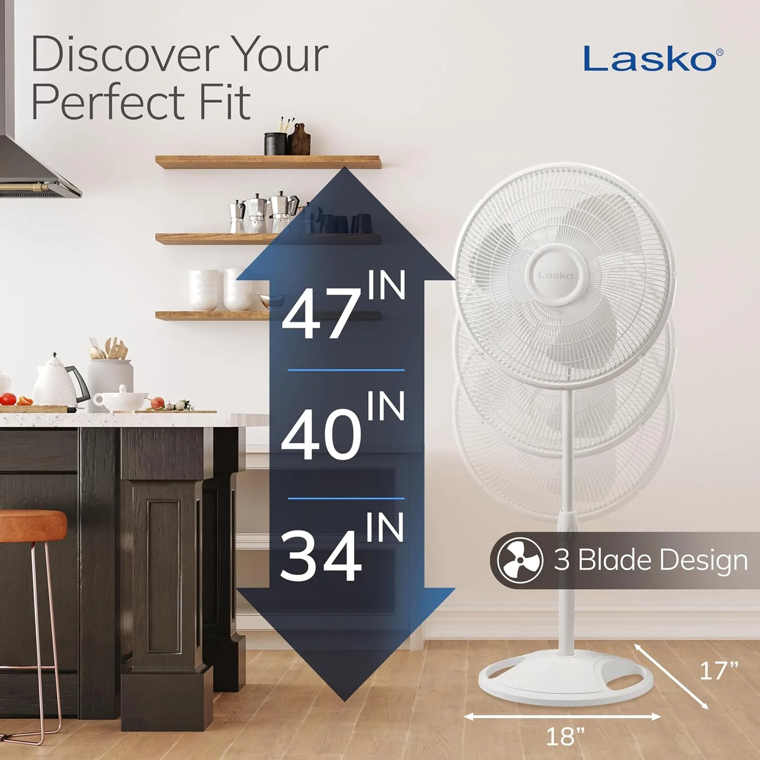 The Lasko 2520 fan with the safety grille removed showing the 16 inch blade