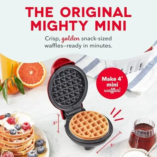 Batter being poured into the open Dash Mini waffle maker