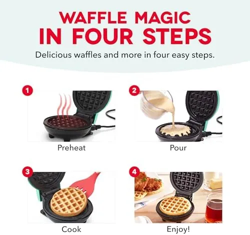 Test kitchen with the Dash Mini and various batters and chaffle ingredients