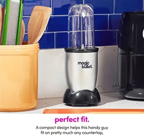 Test kitchen bench with the Magic Bullet and ingredients for several blends
