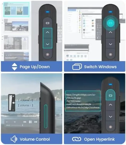 Another view of the Wireless Presenter, Hyperlink Volume Control Presentation Clicker RF 2.4GHz USB