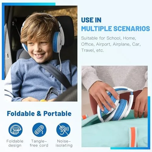 The rockpapa Comfort Foldable Kids Headphones Wired for School with 3.5mm in real use