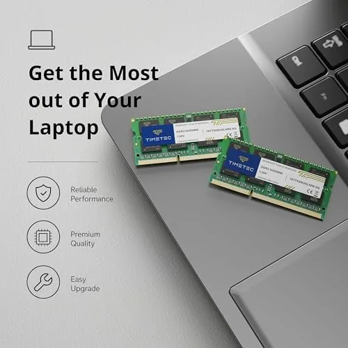 New RAM module being installed at an angle into the laptop memory slot