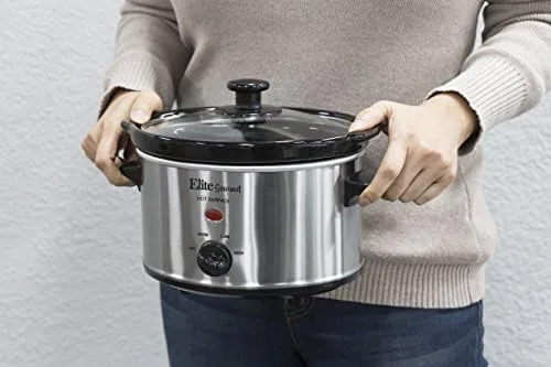 Close up of the glass lid and ceramic crock of the slow cooker