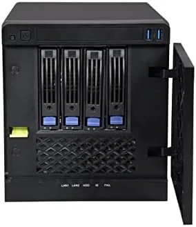Close up of the four hot-swap drive bay doors on the front of the case