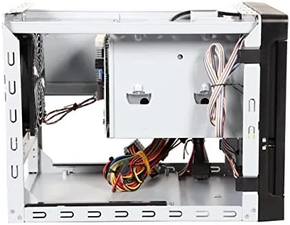 The MS04 case next to a full tower for size comparison