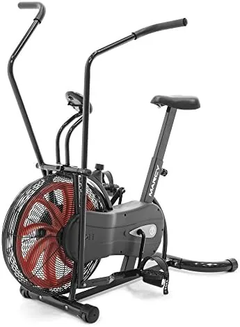 The Marcy fan bike console showing the time and distance display