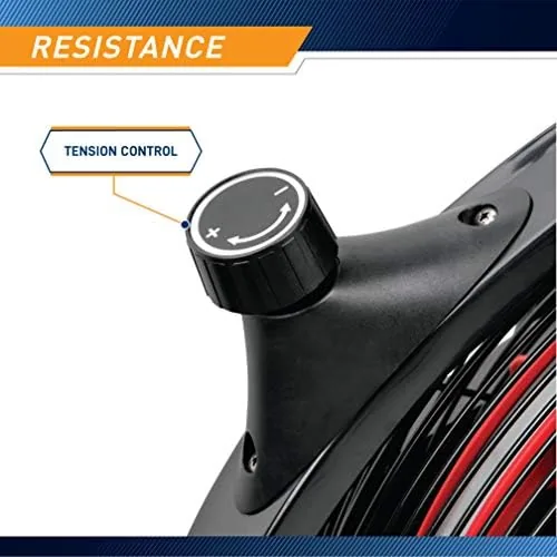 The Marcy air bike folded view showing the compact frame design