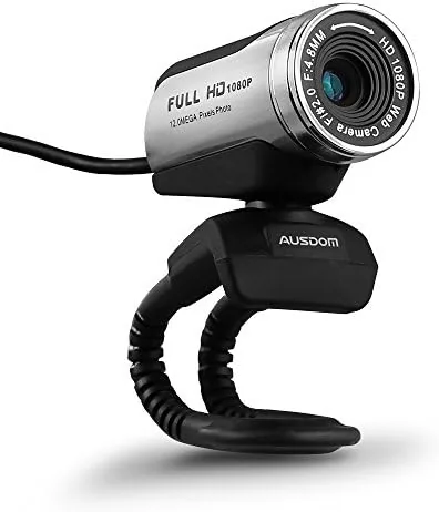 The AUSDOM HD webcam mounted on top of a desktop monitor