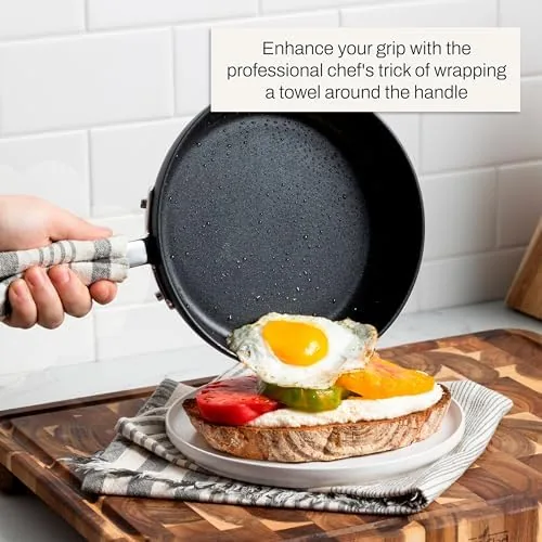 Eggs being flipped in the 8 inch nonstick pan