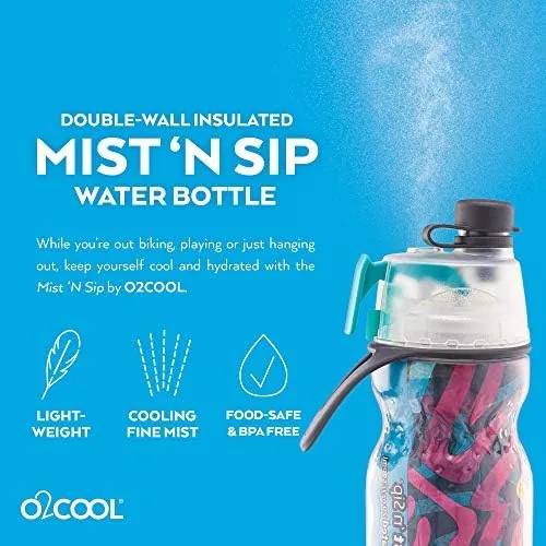 The O2COOL Mist N Sip 20 oz Misting Sports Reusable Water Bottle Baseball in real use