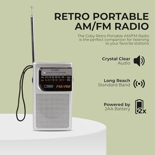 Close look at the Coby Portable AM/FM Radio ,  Retro Battery Operated Pocket Radio build quality