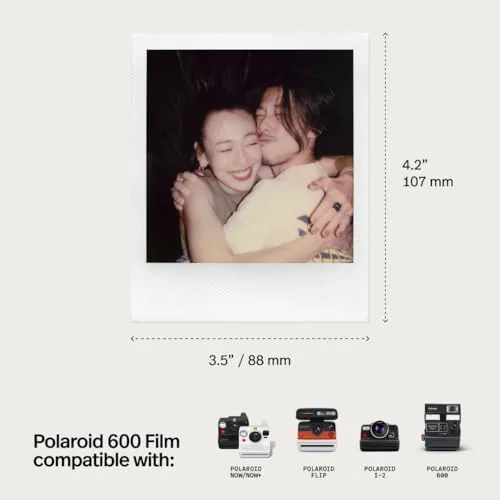 Comparison of Polaroid 600 and Instax prints side by side