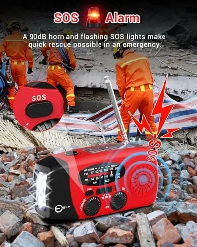 The Esky Emergency Hand Crank Radio 7400mWh with 3 LED Flashlight compared in context