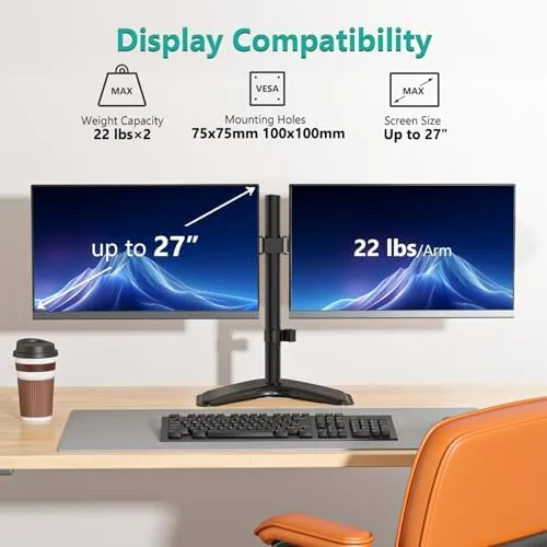 Close look at the WALI Dual Monitor Stand for Desk, Monitor Stands for 2 build quality