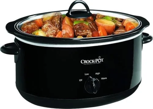 Crock-Pot 8-quart slow cooker on a kitchen counter with stoneware insert