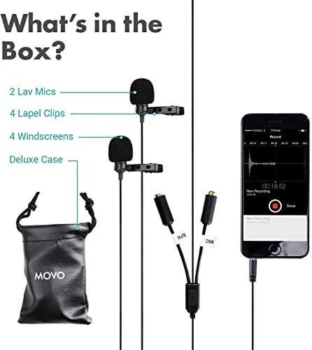 Close look at the Movo Professional Lavalier Lapel Clip-on Interview Podcast Microphone with Secondary build quality